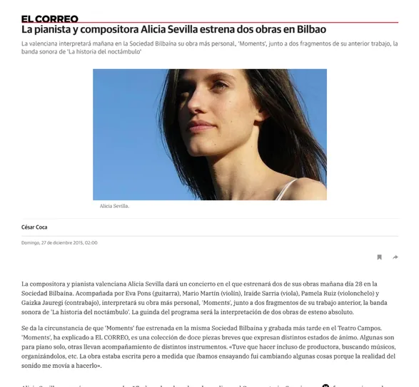 Recorte de prensa de El Correo