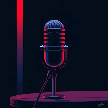 Ilustración de un micrófono de radio